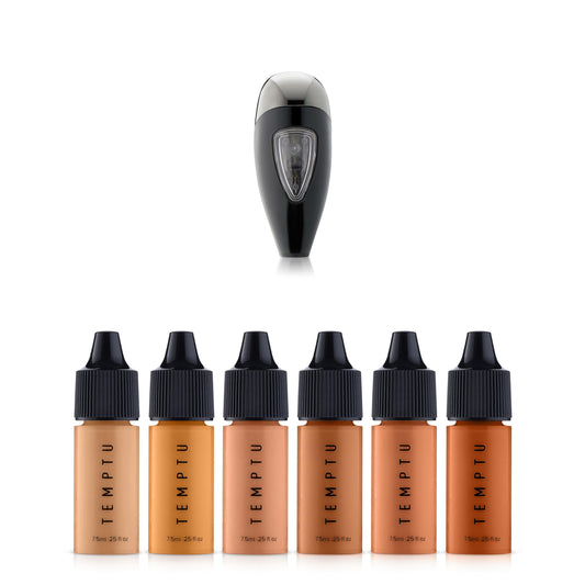 TEMPTU Perfect Canvas Hydra Lock Airbrush Foundation Starter Set, Medium/Tan & Airpod Pro Cartridge Bundle