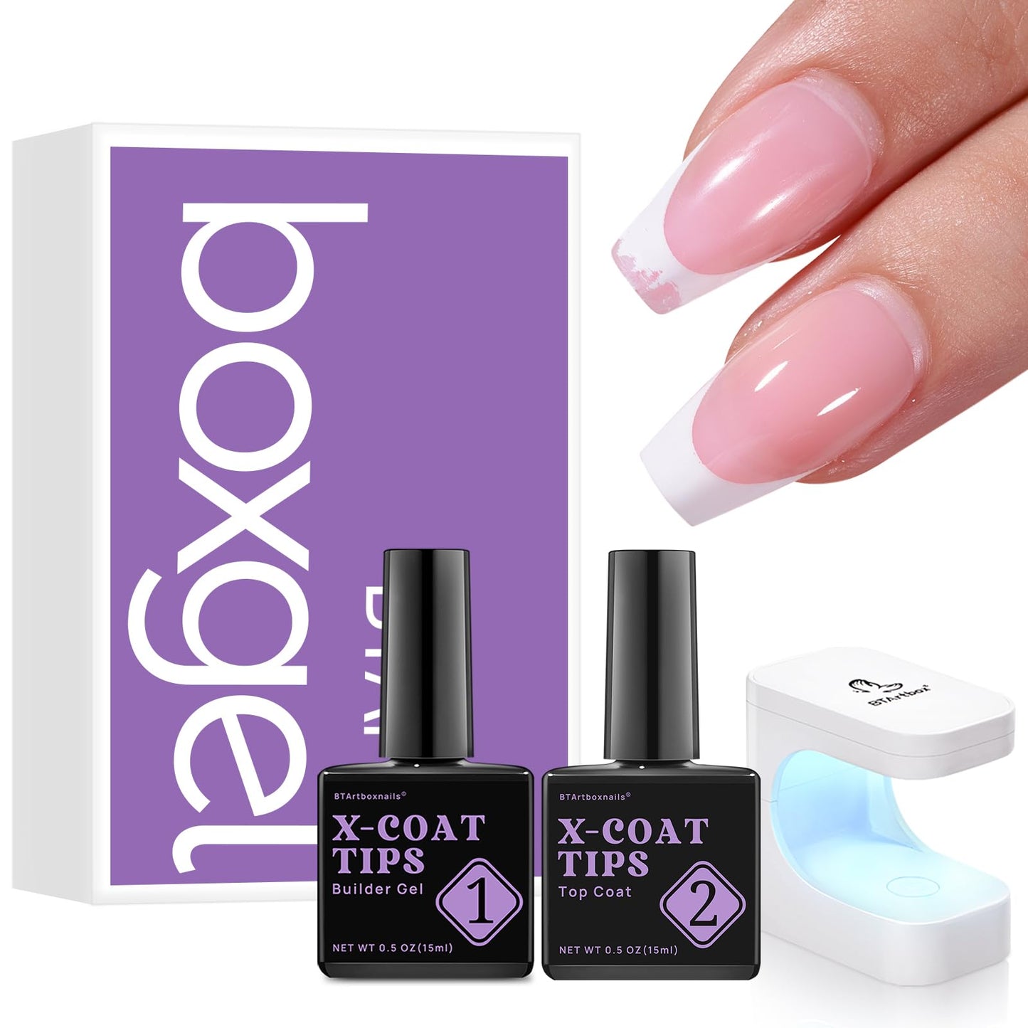 btartboxnails Coffin Nails with French Protection Duo Set