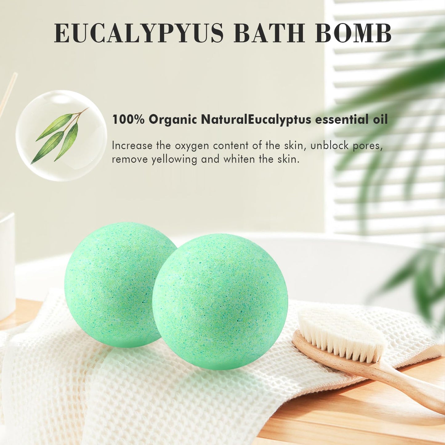 KASTU Bath Bombs Salt Balls,2 Pack,Eucalyptus Extract Essential Oils,Moisturizing Dry Skin,Fizzy Spa,Relaxation,Bubble Bath Bomb Gifts Idea for Men Women