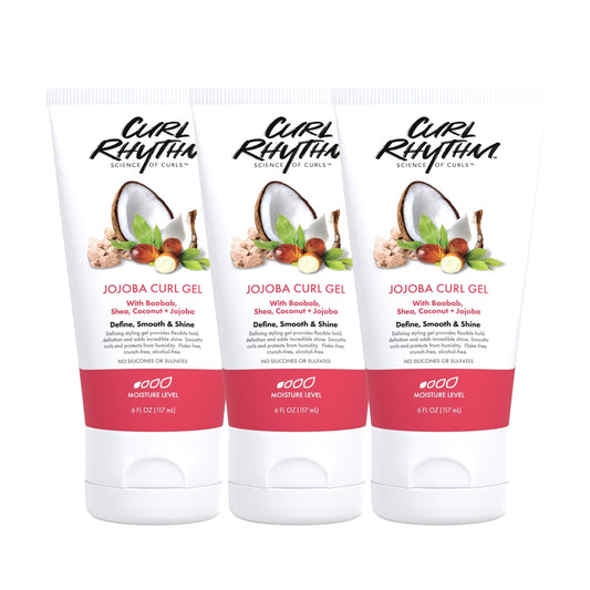 Curl Rhythm Jojoba Curl Gel (3 Pack) - Defining Hair Gel for Bouncy, Nourished Curls - Curly Hair Styling Gel with Shea and Coconut