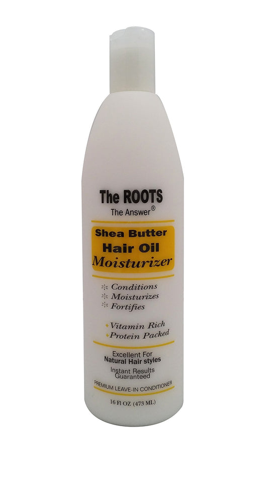 The Roots African Shea Butter Hair Oil Moisturizer and Leave-in Conditioner. Natural Ingredients Create Soft Shiny Hair. Use on Dry Hair, Curly Hair, Frizzy Hair.