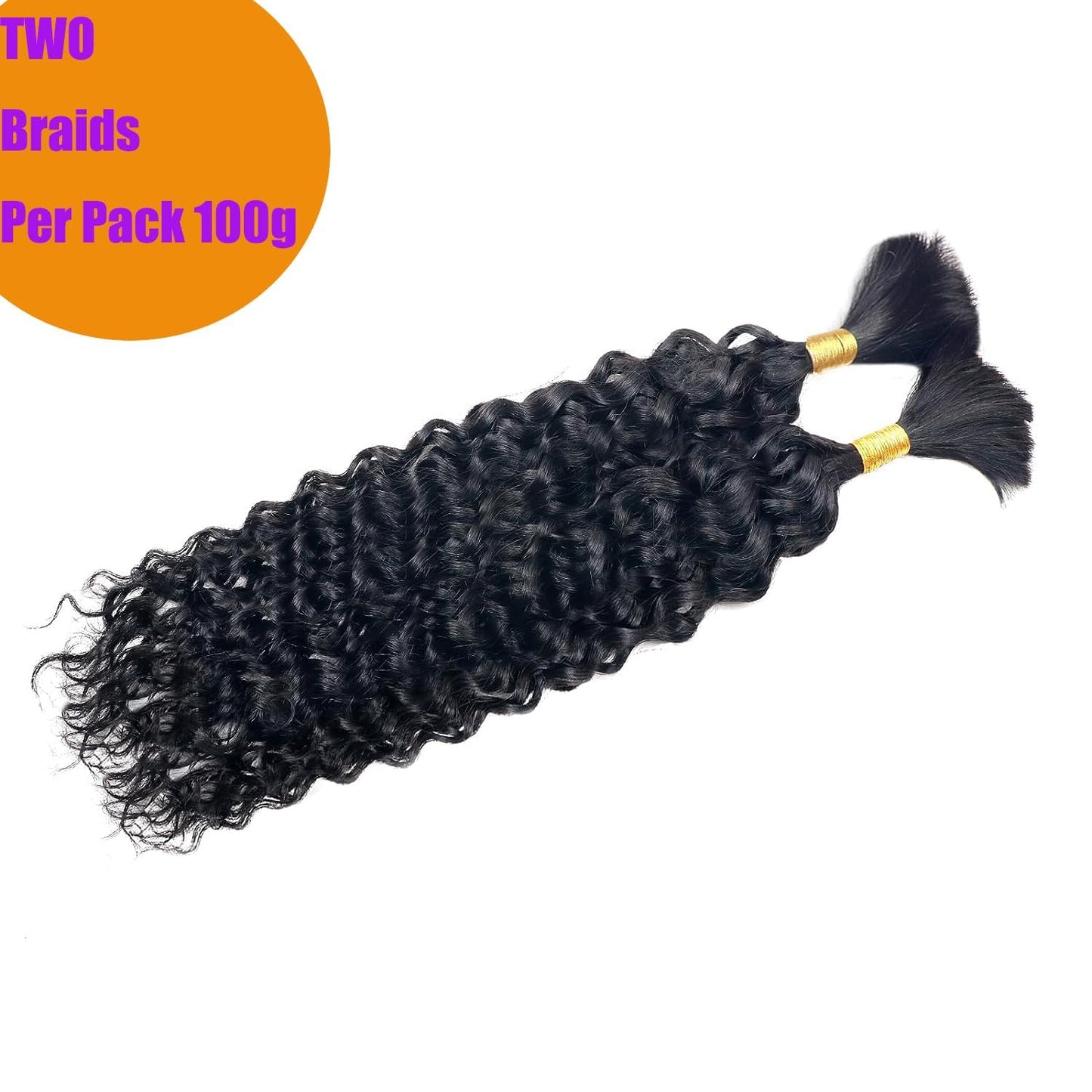 Human Braiding Hair for Boho Braids 20 Inch 100g 2 Bundle No Weft Water Wave Bulk Human Hair for Braiding 100% Unprocessed Boho Knotless Braids Human Hair Extensions(Water Bulk (#1B), 20inch)