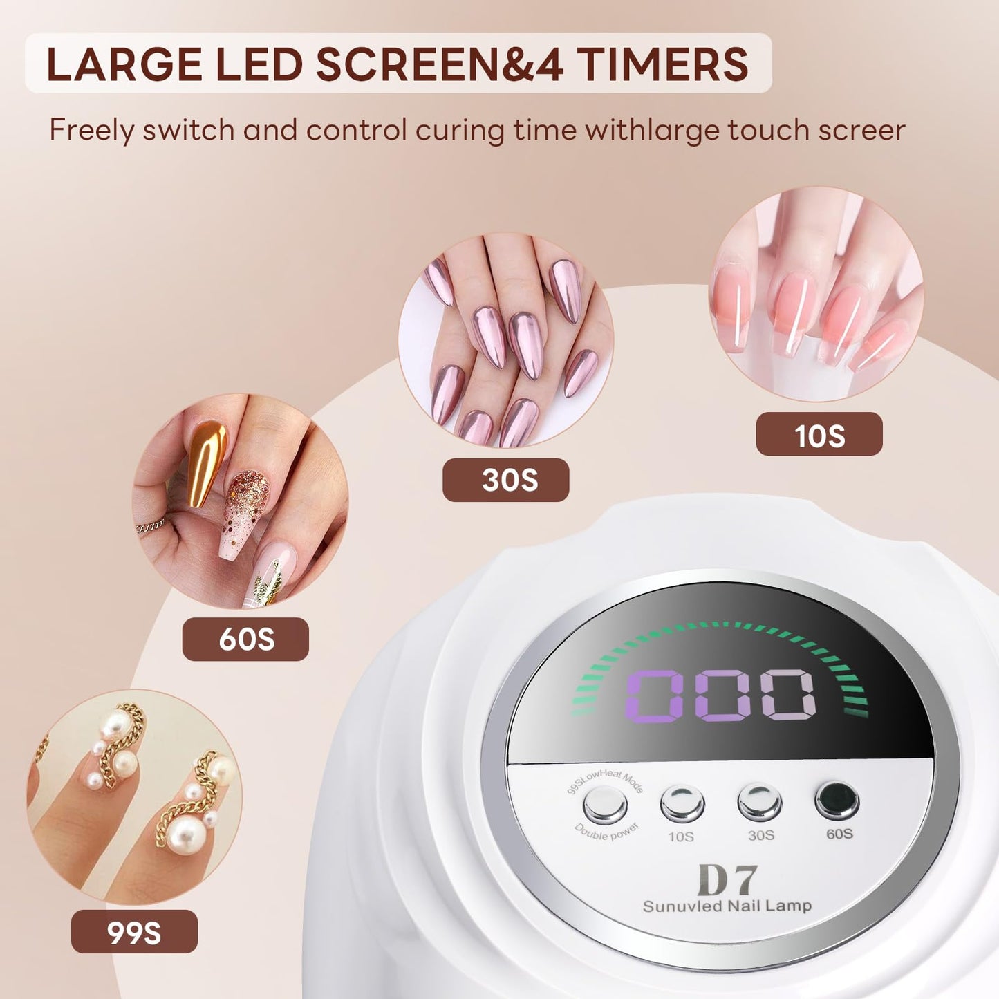 208W UV LED Nail Lamp, Professional UV Nail Dryer Light with 66Pcs Lamp Beads, Fast Gel Curing Lamp 4 Timer Setting Auto Sensor, Portable Handle Gel Polish Lamp for Salon and Home Nail Art Tools