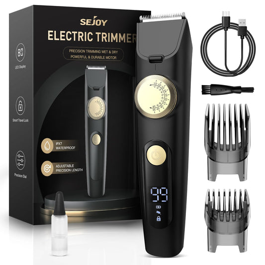 Sejoy Beard Trimmer for Men, Clippers for Hair Cutting Cordless Hair Clipper for Mustache Hair Trimmer with LED Display for Home, Adults, Children, Black