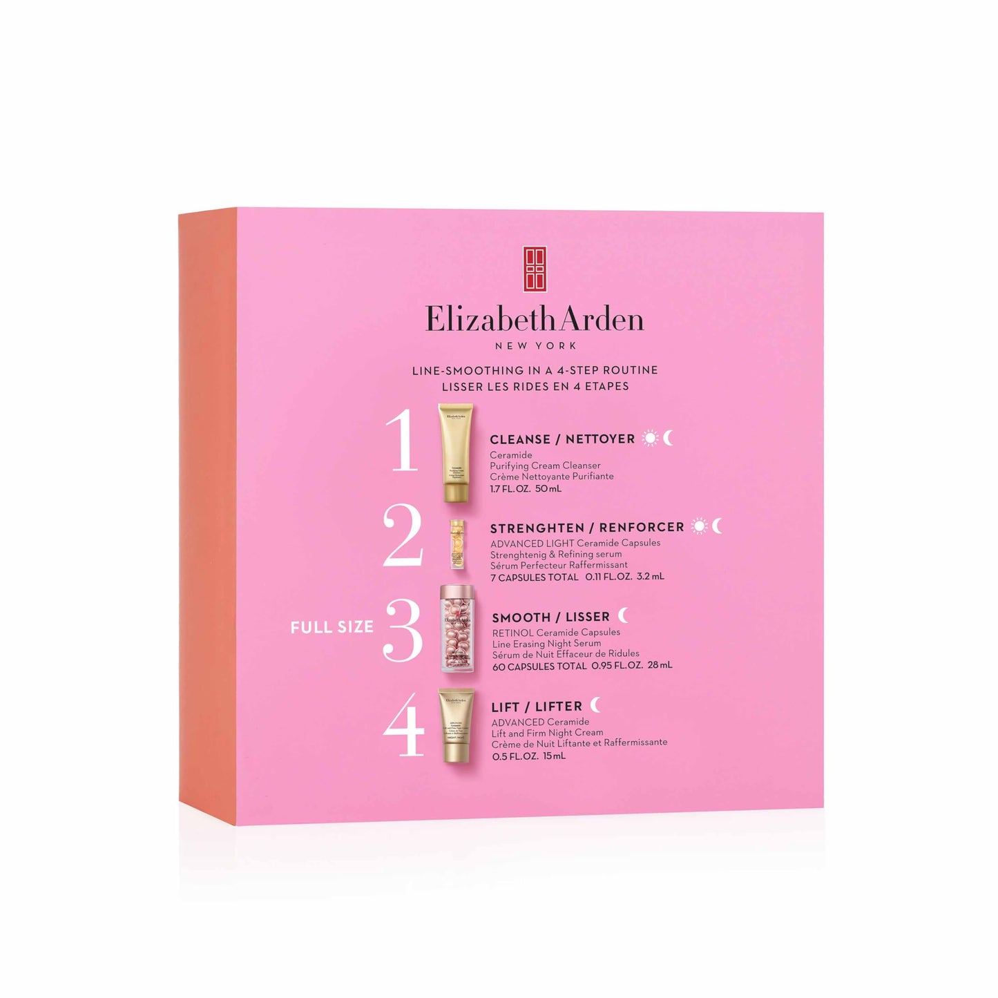 Elizabeth Arden Retinol Ceramide Capsule Serum, Fine Line and Wrinkle Erasing Face Serum, 4 Piece Gift Set