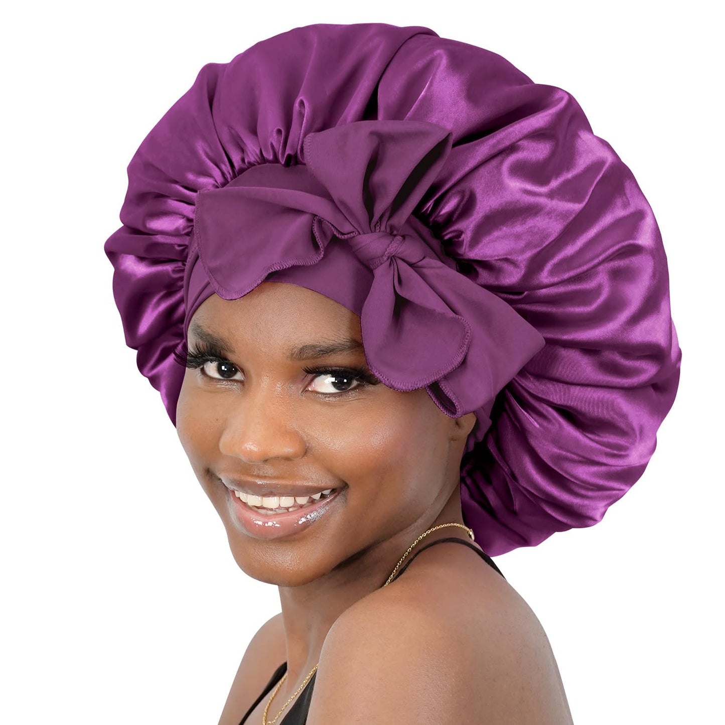 BONNET QUEEN Silk Bonnet for Sleeping Women Satin Bonnet Hair Bonnet Night Sleep Cap Scarf wrap for Curly Hair with tie Band