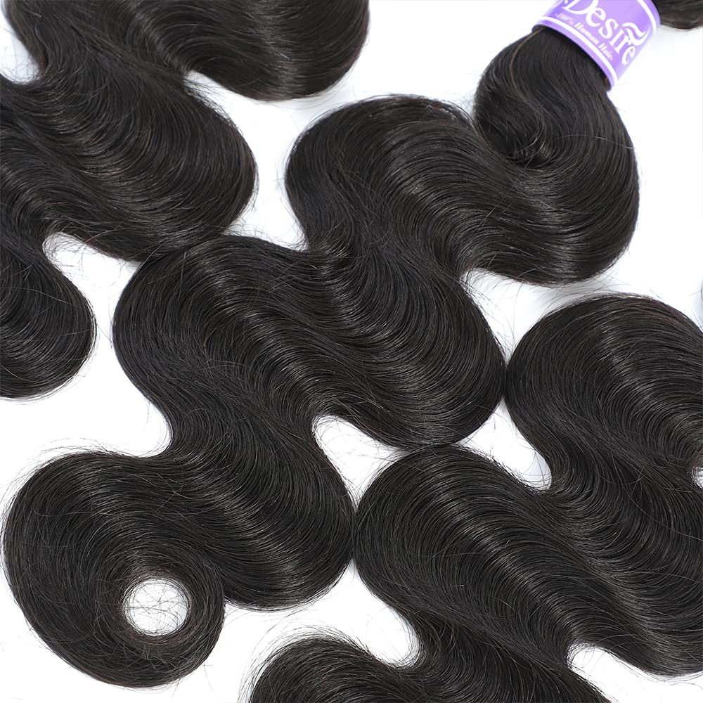 UDesire 12A Brazilian Body Wave Virgin Hair 3 Bundles 14 16 18inch 100% Unprocessed Virgin Human Hair Weave Bundles Natural Black Remy Hair