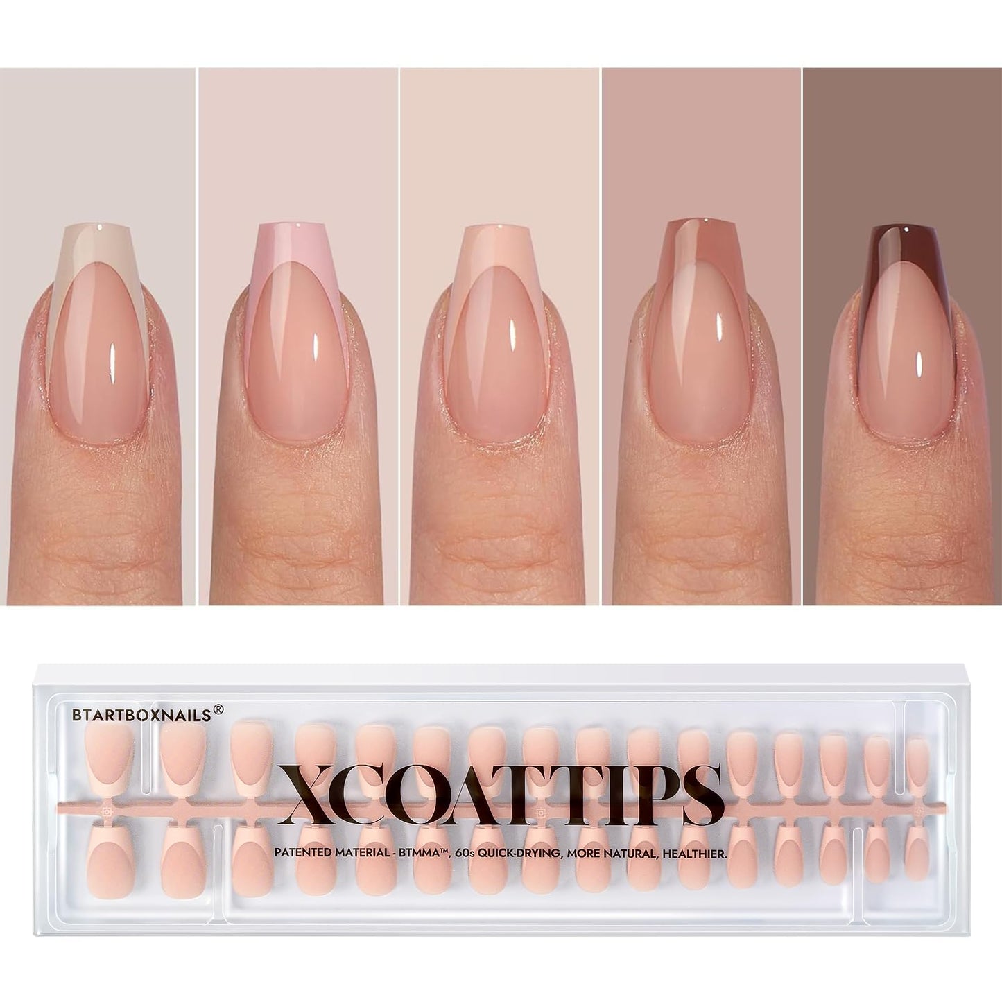 btartboxnails Coffin Nails with French Protection Duo Set