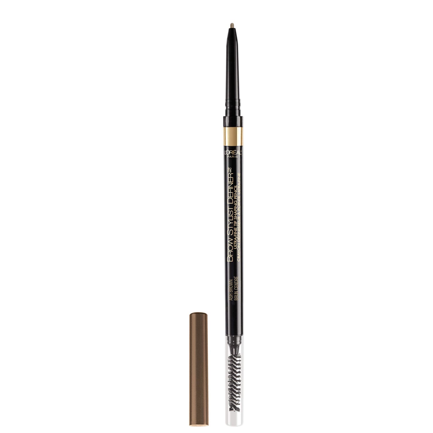 L'Oreal Paris Makeup Brow Stylist Definer Waterproof Eyebrow Pencil, Ultra-Fine Mechanical Pencil, Draws Tiny Brow Hairs and Fills in Sparse Areas and Gaps, Medium Ash Brown, 0.003 Oz