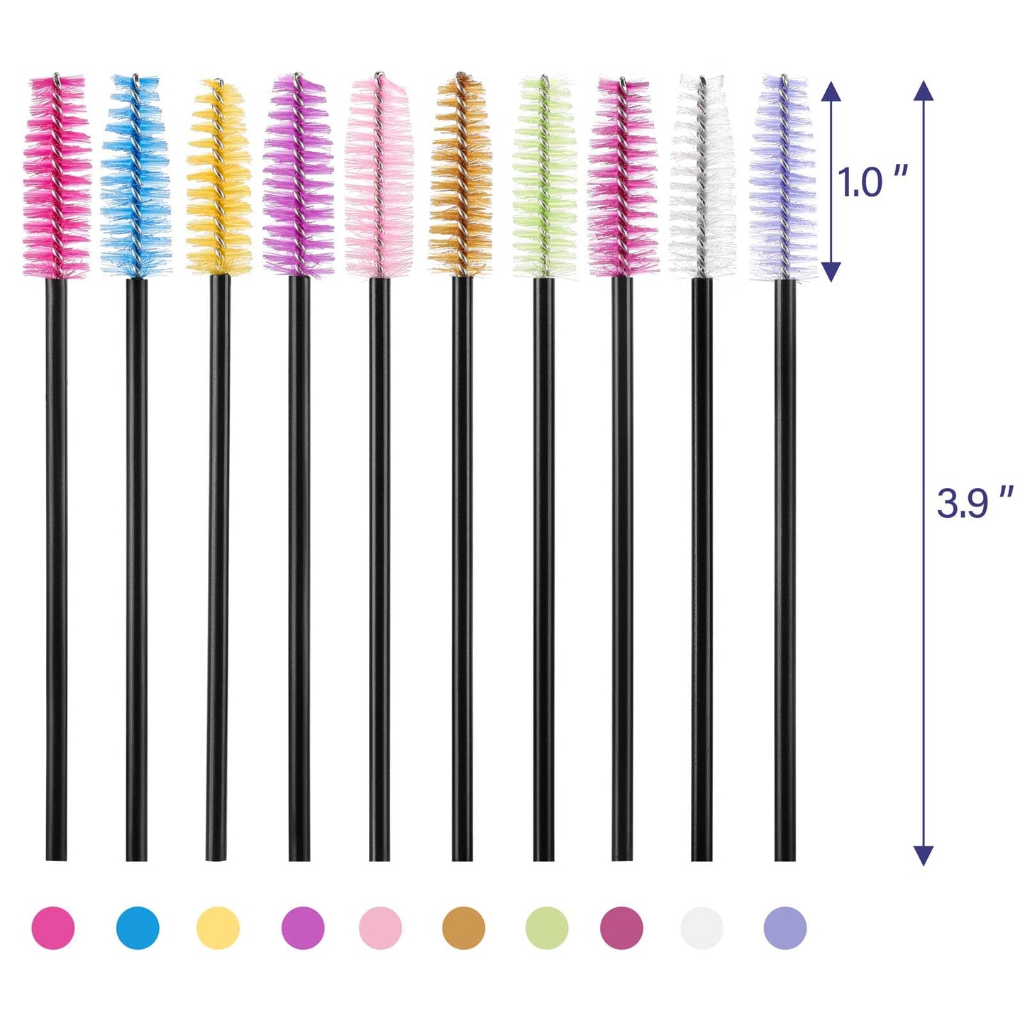 Mascara Wands 1000 Pcs Disposable Eyelash Brushes Spoolies for Eye Lashes Extension Eyebrow (10 Colors)