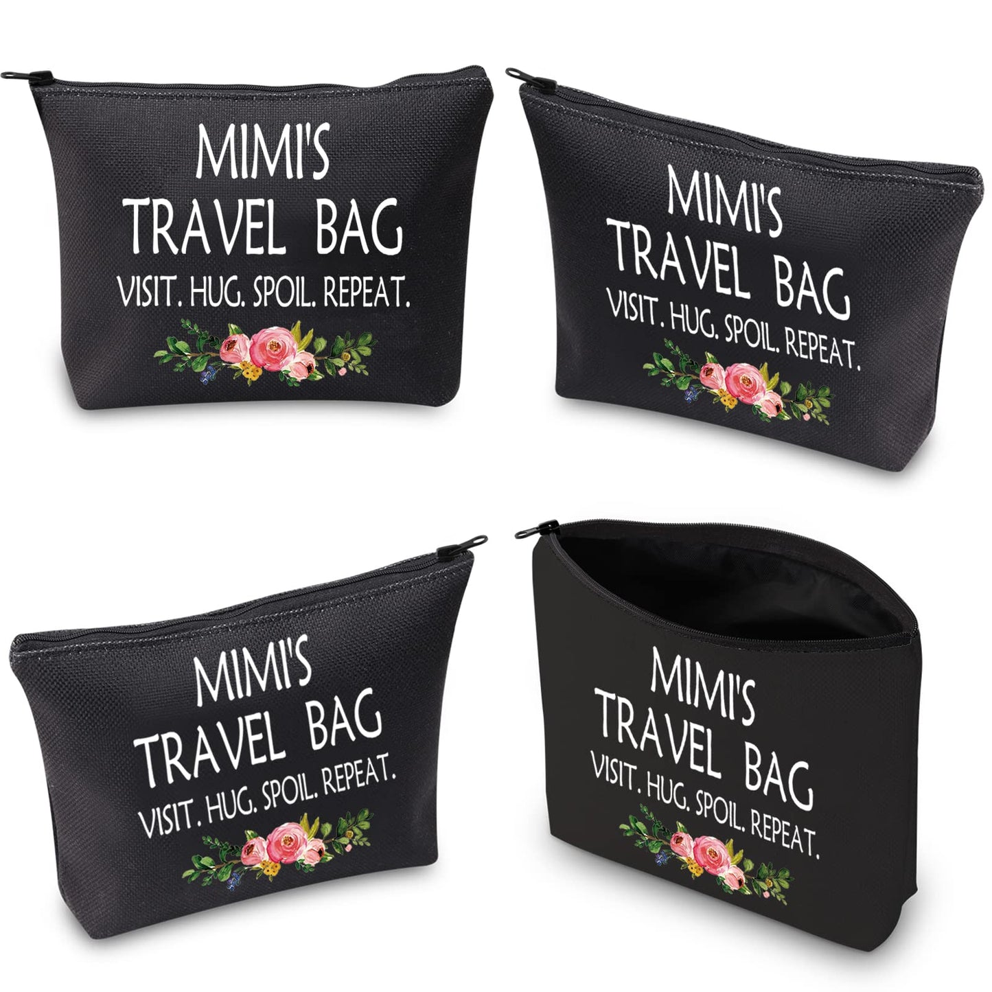 WCGXKO Mimi Gift Mimi Mother's Day Gift Grandma Birthday Gift Travel Gift Cosmetics Bag (MIMI'S TRAVEL black)