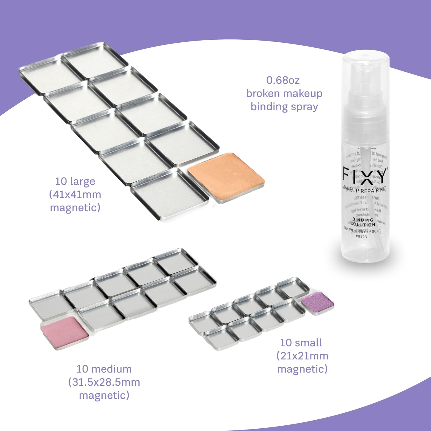 FIXY Broken Makeup Ultimate Refill Kit with Makeup Binder and Empty Makeup Square Pans