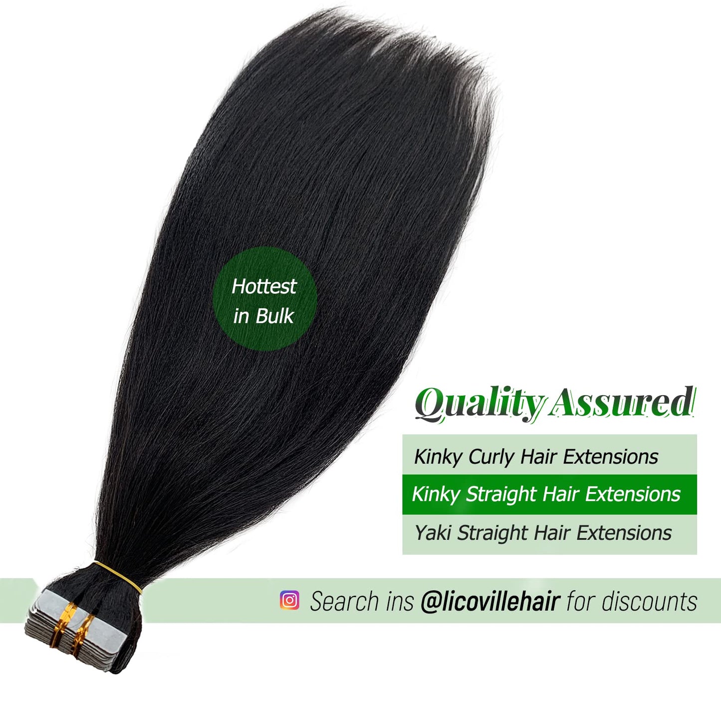 Tape in Hair Extensions Yaki Straight Invisible Black Tape in Hair Extensions Human Hair for Black Women 24 Inch Long Straight Natural Color Real Human Hair Light Yaki Tape in Extensions