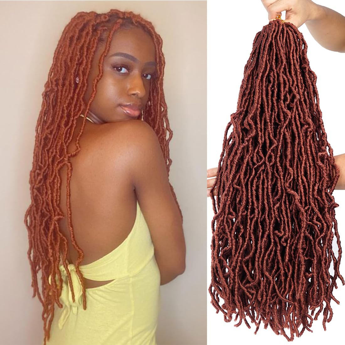 Youngther 18 inch New Faux Locs Crochet Hair Curly Wavy 6 Packs Crochet Faux Locs Hair Synthetic Crochet Hair for Black Women (18inch #350）