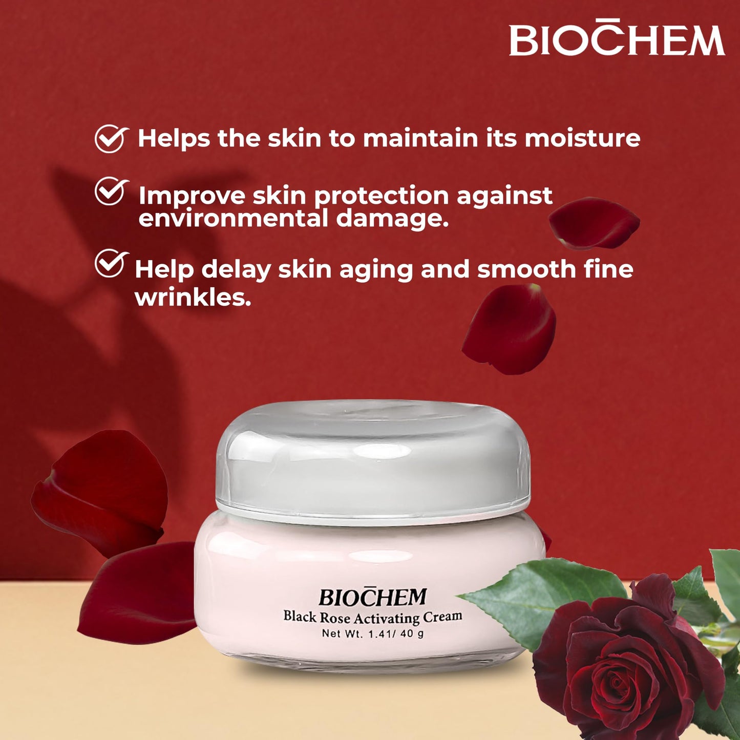 BIOCHEM Black Rose Activating Cream - Face Moisturizer 1.41 oz. / 40