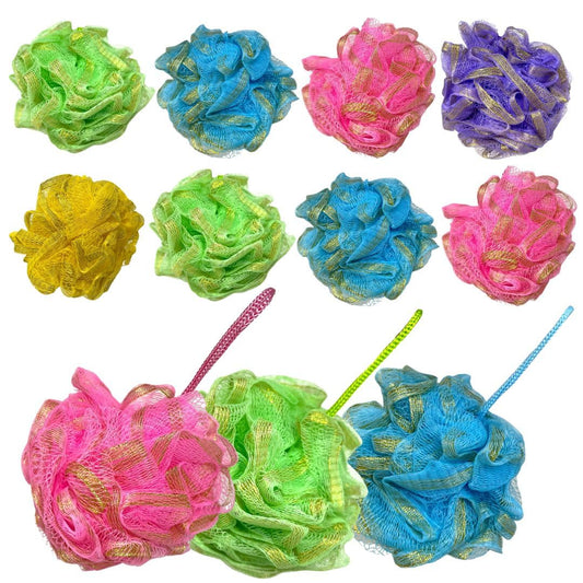 Loofah Lord 10 Elegant Bath or Shower Loofahs in Assorted Colors