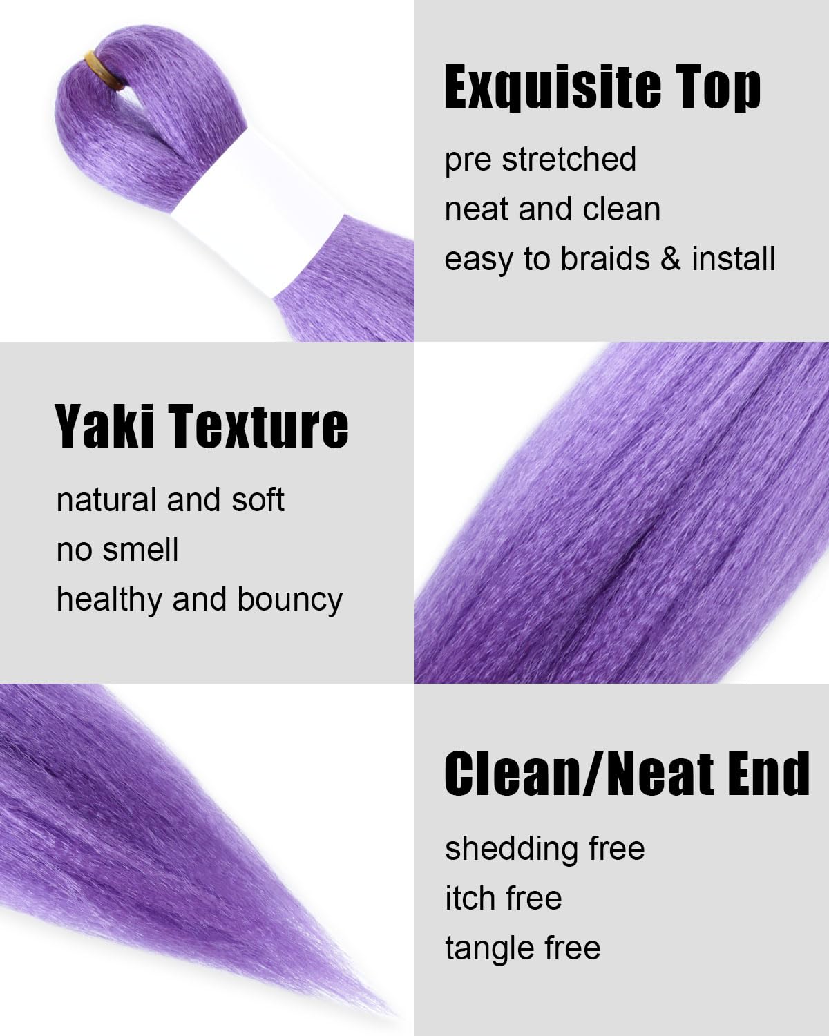 KAVSORAPI Light Purple Braiding Hair 10 Inch Pre Stretched Hair Colored Short Straight Crochet Braids Yaki Texture Synthetic Fiber 6 Packs (Light Purple)