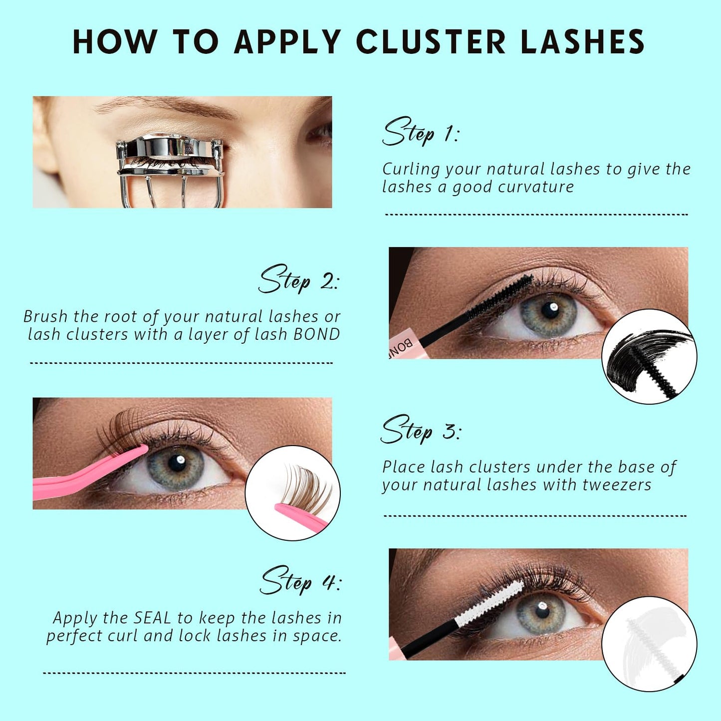 VAVALASH Brown Wispy DIY Lash Extensions Color Volume Cluster Lashes D Curl Lash Clusters Faux Mink Slik Wispy False Lashes Easy Lash Extension DIY at Home (Wispy-Brown-0.07-D-8-16mm)