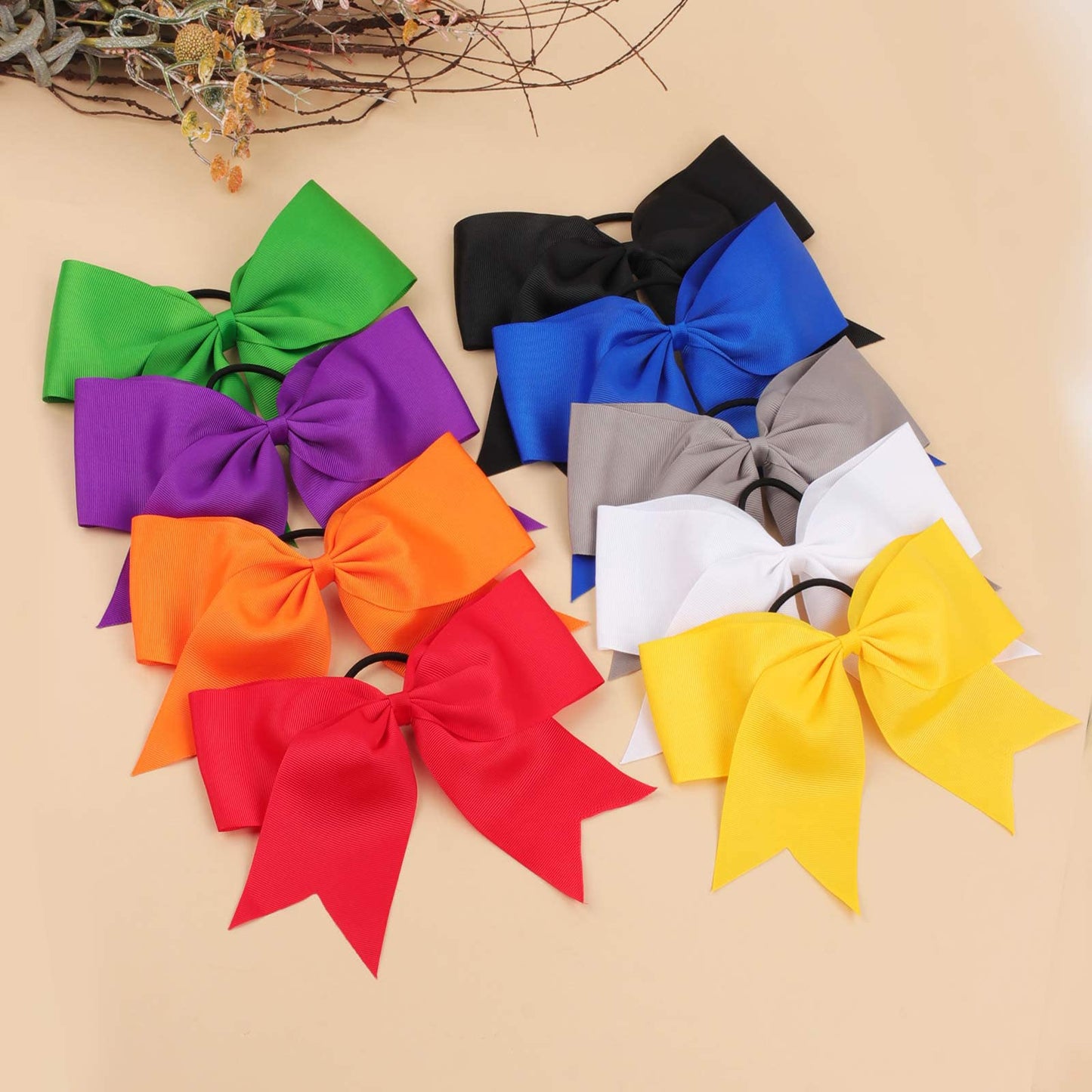 Oaoleer 21PCS 8" Large Cheer Bows Navy Bows Jumbo Cheerleader Bow with Ponytail Holder Elastic Band Handmade for Cheerleading Teen Girls College Sports