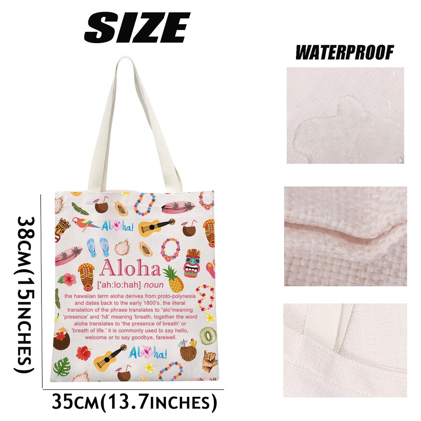 MEIKIUP Hawaii Makeup Bag Aloha Hawaii Vacation Cosmetic Bag Hawaii Beach Zipper Pouch Hawaii Trip Travel Bag (ALOHA Tote Bag)