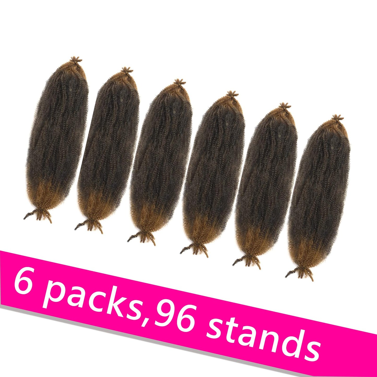 24 Inch 6Packs, Springy Afro Twist Hair Pre Fluffed Spring Twist Hair Pre Stretched Wrapping Hair for Soft Locs Hair Extensions (24 Inch (Pack of 6) (1b/27, 24 Inch (Pack of 6))