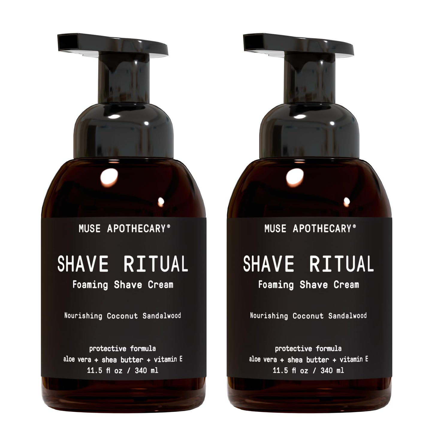 Muse Apothecary Foaming Shave Ritual - Natural Shaving Cream Sensitive Skin - Womens Shaving Cream Mens Shave Cream - Protective Formula Aloe Vera + Shea Butter + Vitamin E - Coconut Sandalwood 11.5oz