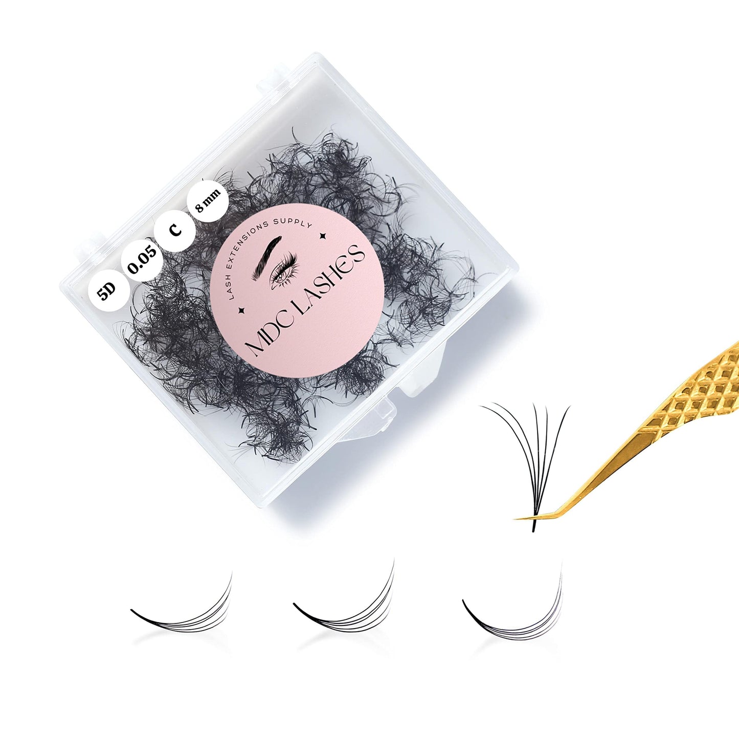 MDC LASHES Promades Eyelash Fan 500fans | 5D-16D, 0.05-0.07 Thickness, C/CC/D Curls, 8-18mm | Volume Lash Extensions Premade Lash Fans Pro Made False Eyelashes Pestanas Pelo A Pelo (6D-0.07-D-11)