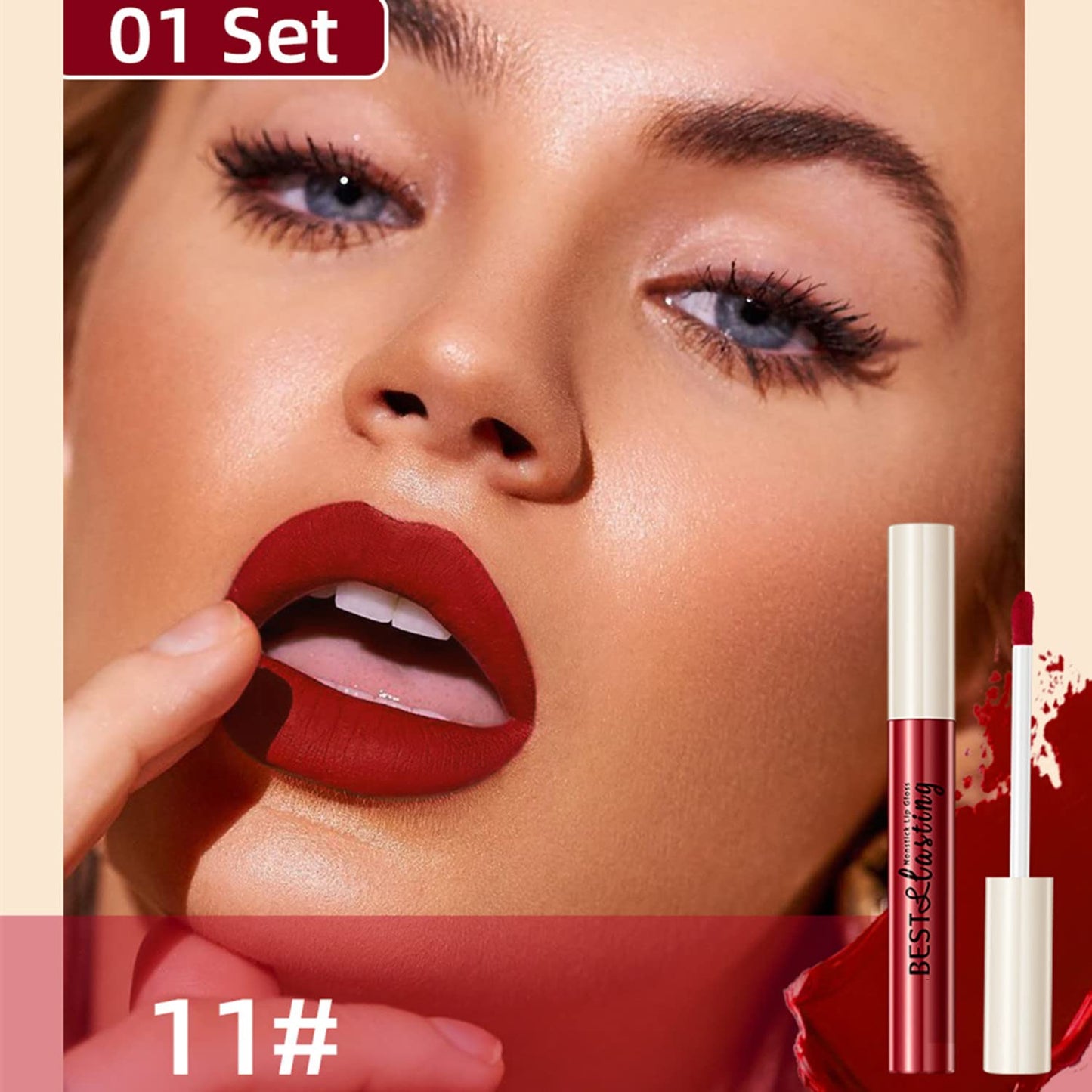 Melemando 12PCS Matte Liquid Lipstick Set Non-Stick Cup and Not Fade Pigmented Lipstick Long-Lasting Waterproof Velvet Lipgloss Kit Makeup Gift for Girls and Women (Set 01)