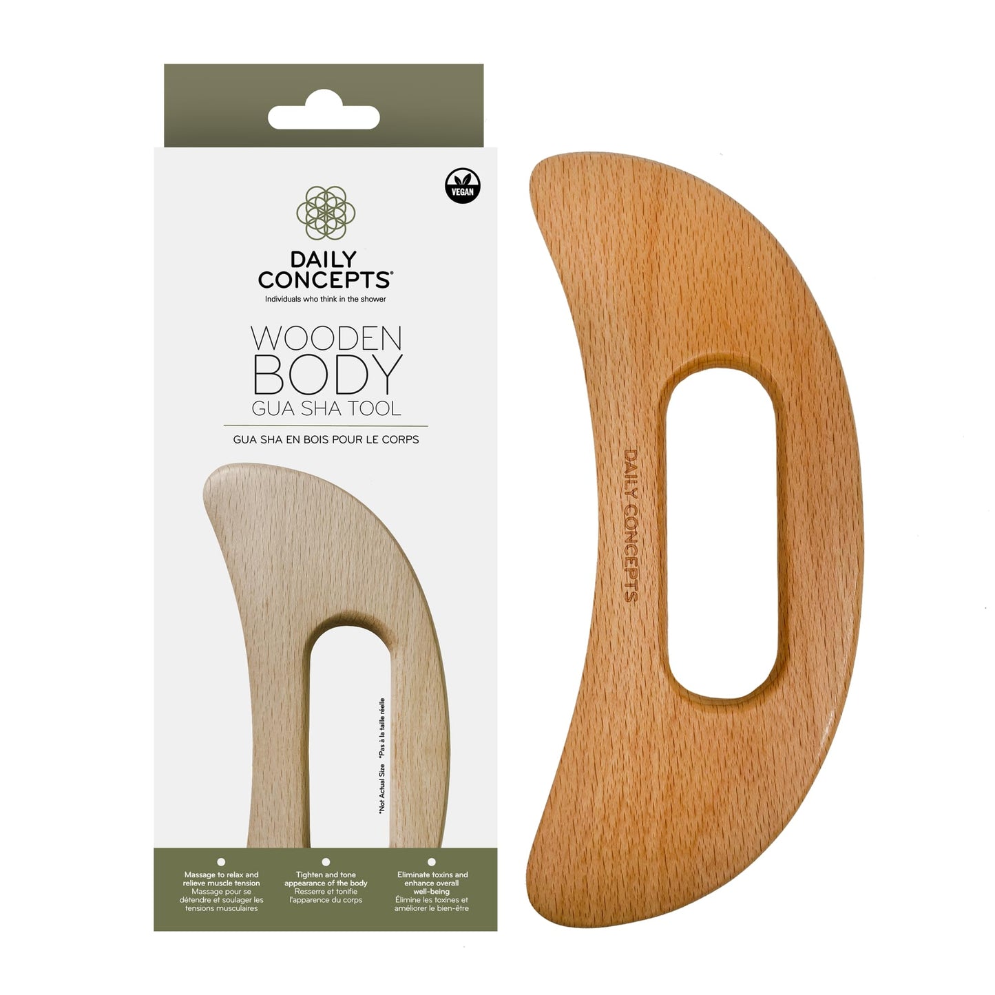 DAILY CONCEPTS Gua Sha Essentials: Gua Sha Jade Facial Tool + Wooden Body Gua Sha Tool