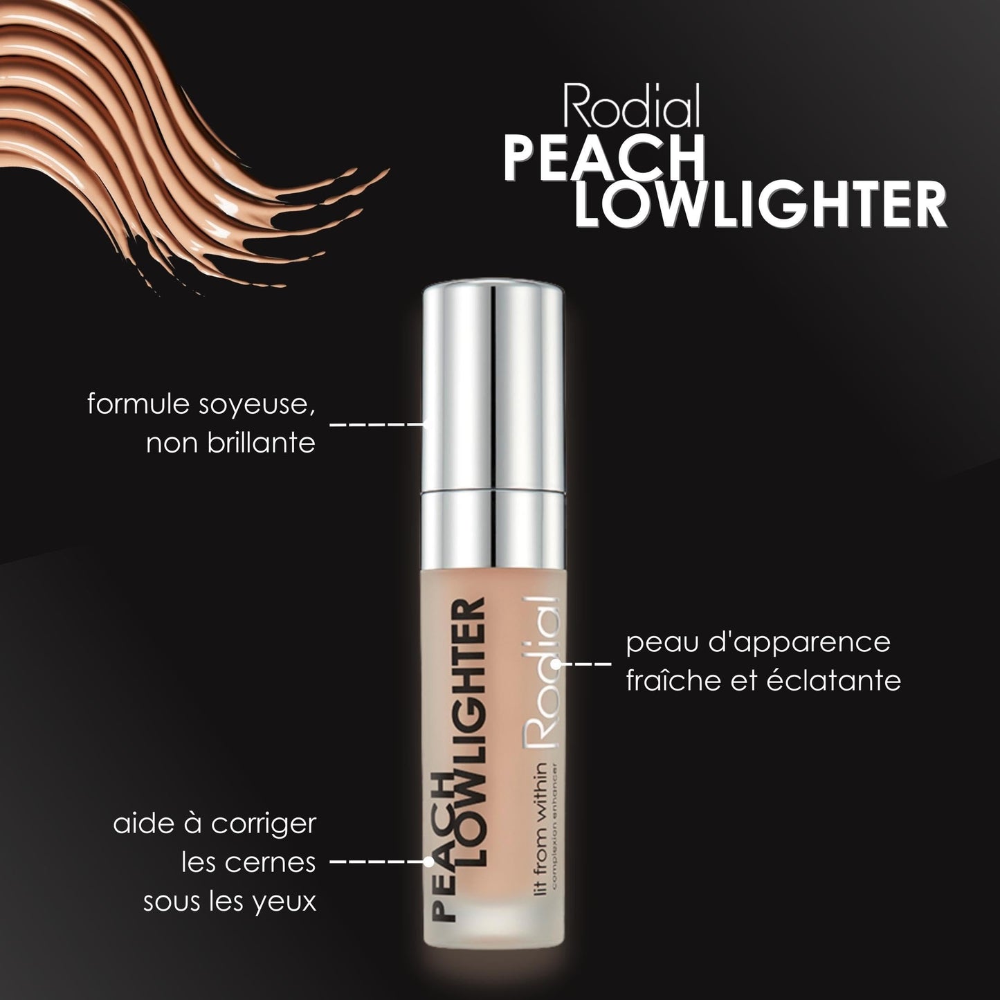 Rodial Peach Lowlighter 0.1 fl oz, Liquid Colour Concealer, Face Concealer with Silky, Non-Shimmer Finish, Warming Complexion-Enhancer, Hydrating Formula with Hyaluronic Acid, Vitamin E and Caffeine