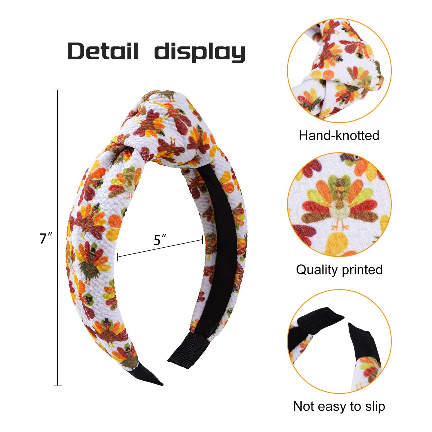 YanJie Thanksgiving Headbands for Women Girls Fall Knot Wide Headbands Turkey Hairbands Pumpkin Maple Leaves Thanksgiving Party Gift Hair Accessories