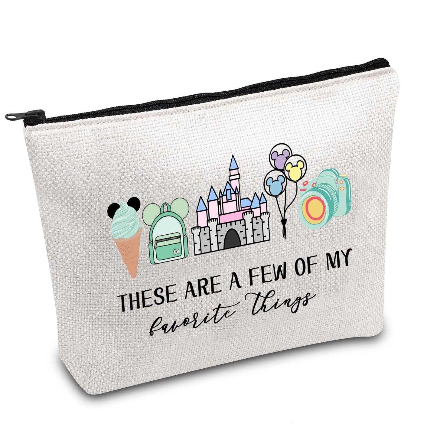 Vacation Trip Gift Fairytale Fans Cosmetic Bag Mouse Family Trip Snacks Makeup Bag Magic Kingdom Gift Mouse Ice Cream Zipper Pouch (F-things Mouse)