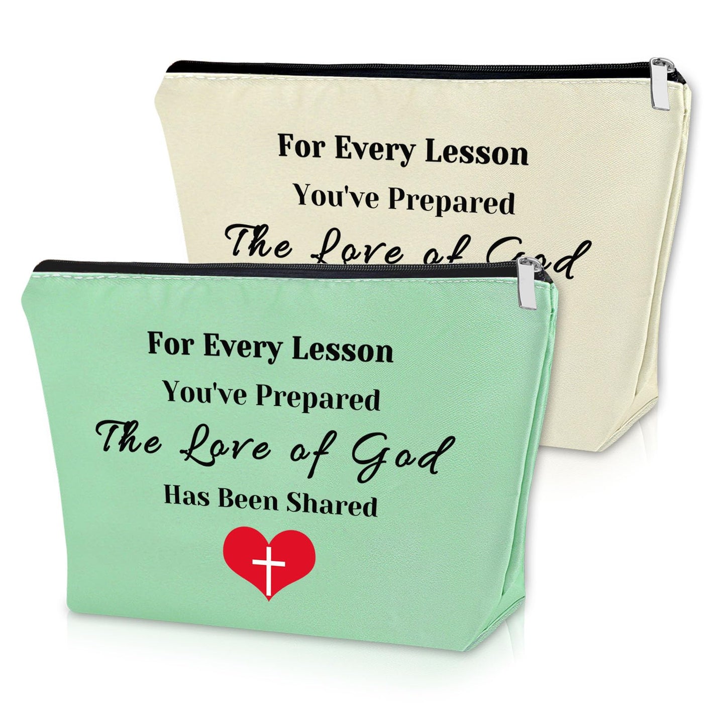 2PCS Christian Gifts for Sunday School Teachers Makeup Bag Bible Verse Gifts for Teachers Religious Thank You Gifts for Teachers Cosmetic Bag Birthday Thanksgiving Christmas Gifts