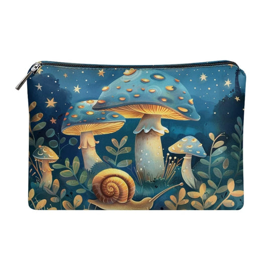 ELEDIZI Cute Mushroom Makeup Bag Waterproof Pu Leather Travel Toiletry Bag for Women Small Zippered Cosmetic Bag for Purse Travel Bag for Small Items Birthday Gifts for Women Teen Girls