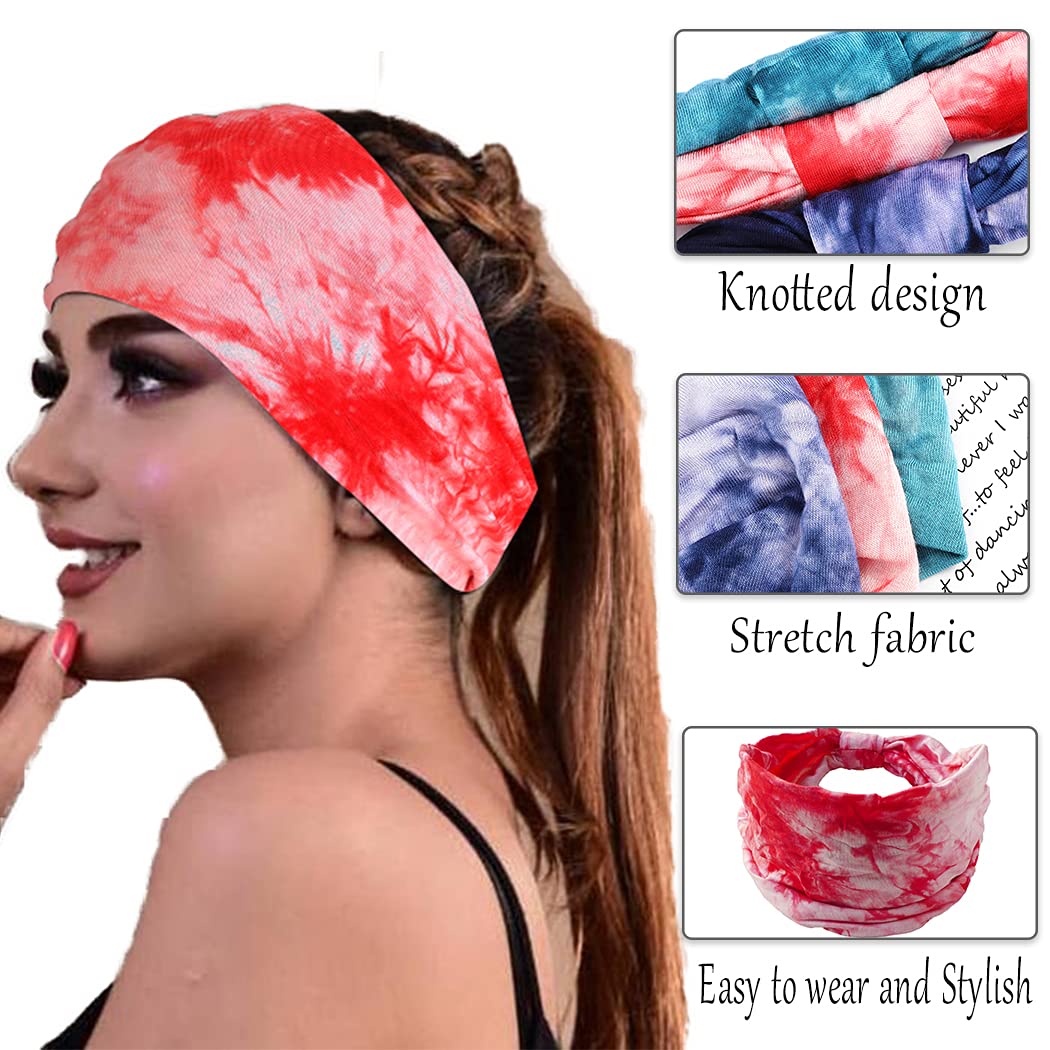 Bohend Boho Headbands Wide knotted Hair Bands Fashion Printing Bandeau Travel Stretchy Cotton Headband Sport Yoga Hair Accessories for Women and Girls (F)