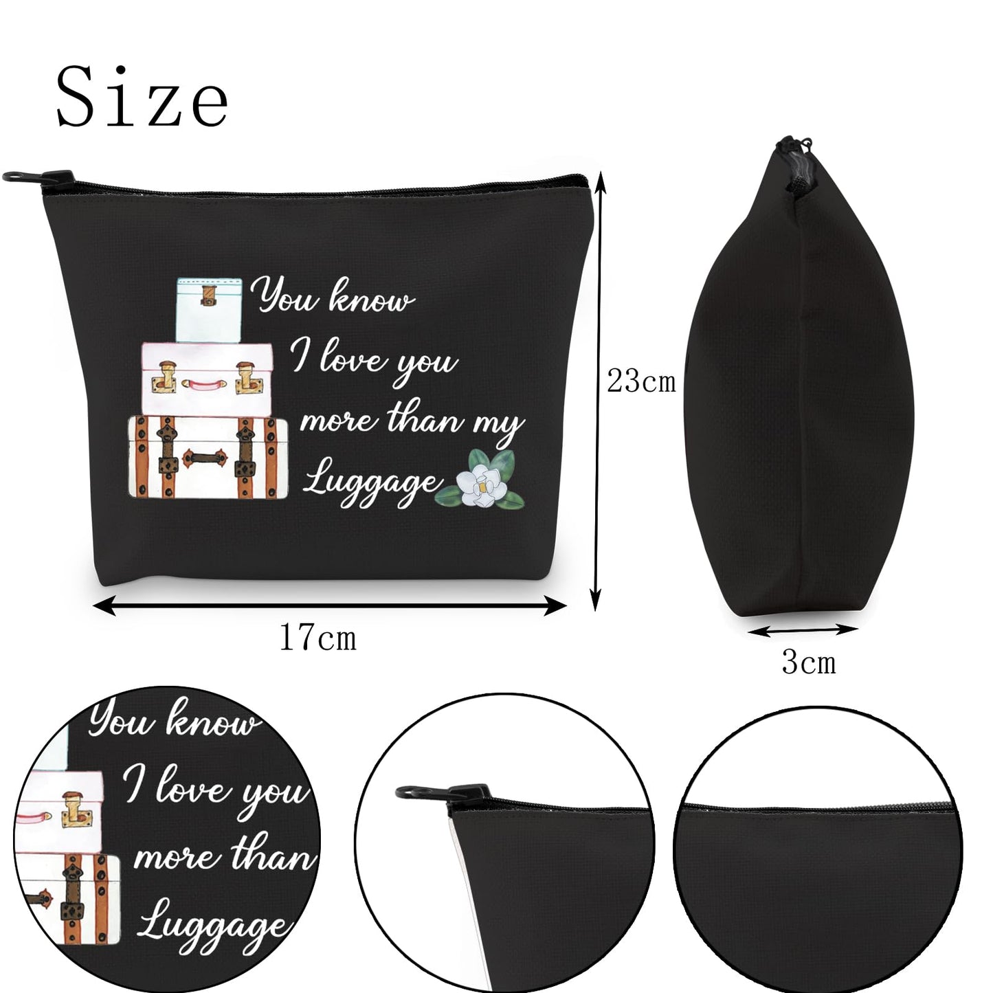 POFULL Inspired Gift You Know I Love You More than my Luggage Cosmetic Bag For Women (Black You know Bag)