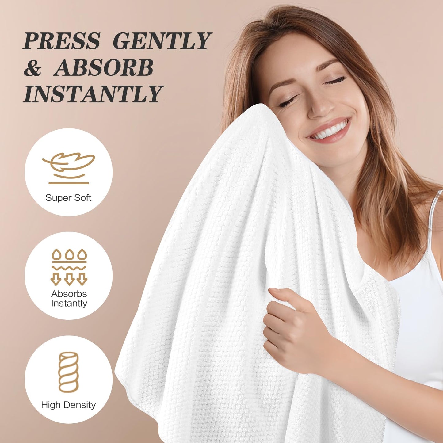 Large Microfiber Hair Towel Wrap for Women, Super Absorbent Hair Drying Towel, Anti Frizz Fast Drying Hair Turbans for Long Curly Hair Hair Wrap Towels