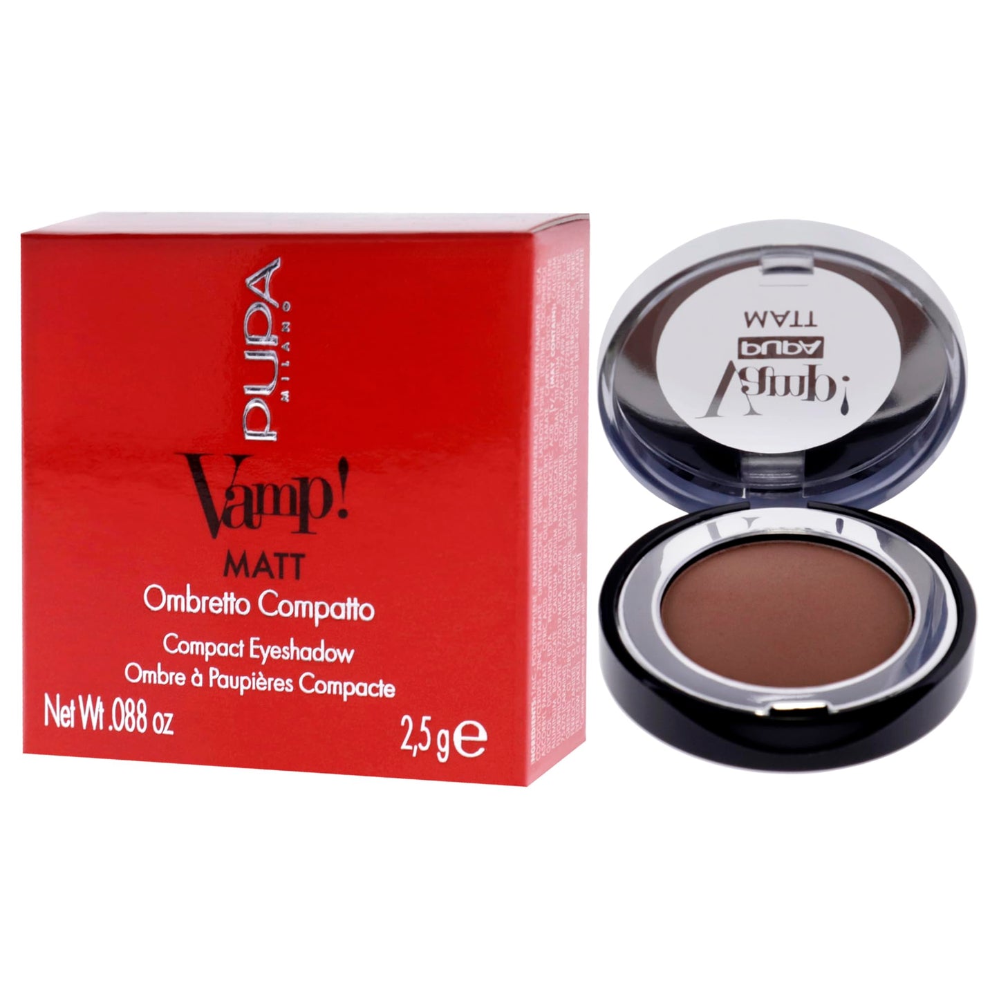 Pupa Milano Vamp! Matt Compact Eyeshadow 040 Warm Nude - Matte, Smooth, Blendable Compact Shadow - Stunning, Colorful, Pigmented Shade - Paraben-Free for Sensitive Skin - 0.088 oz