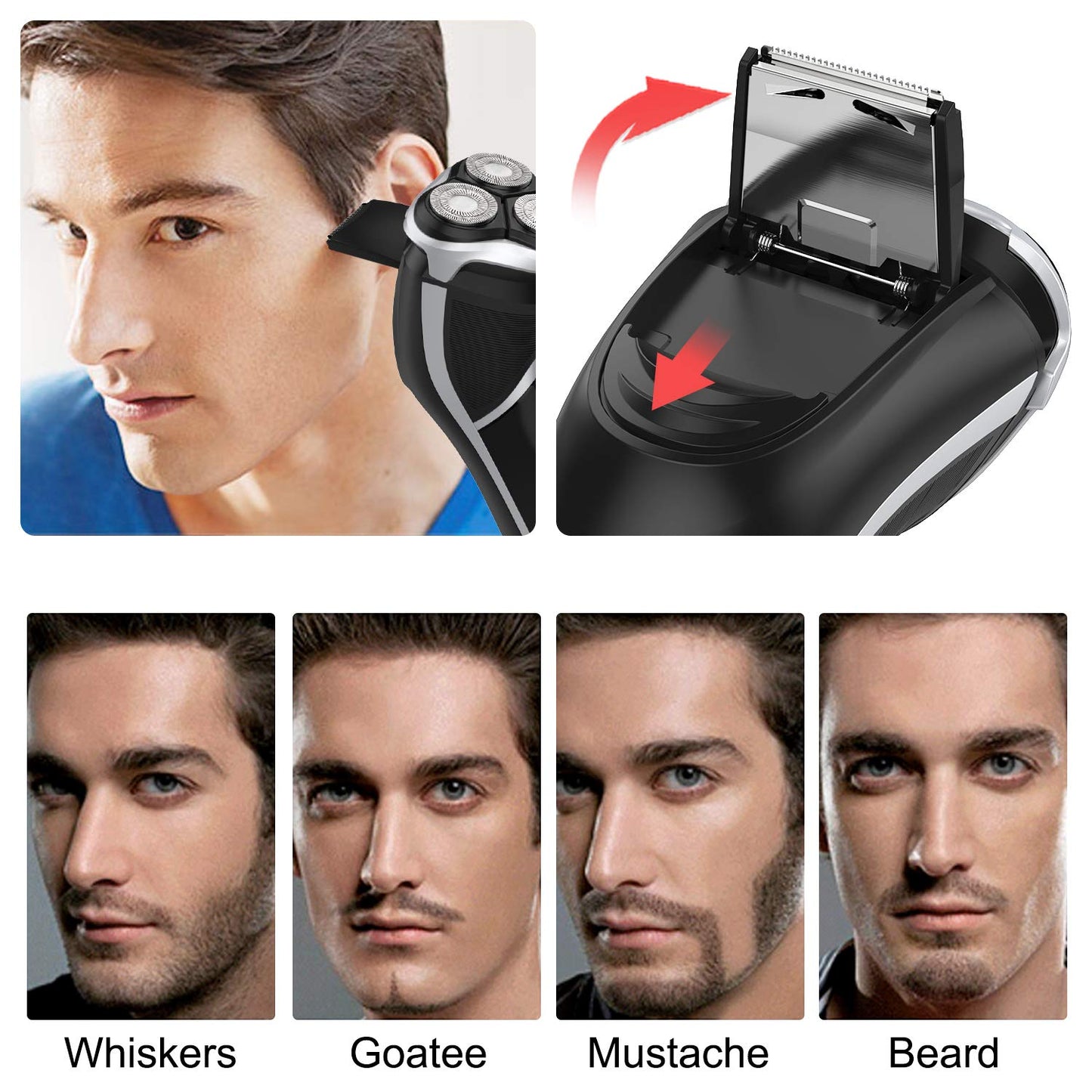 MAX-T Corded and Rechargeable Cordless Electric Shaver with Pop-Up Trimmer (Included Original Rotary Shaver Replacement Head and Wall Adapter)