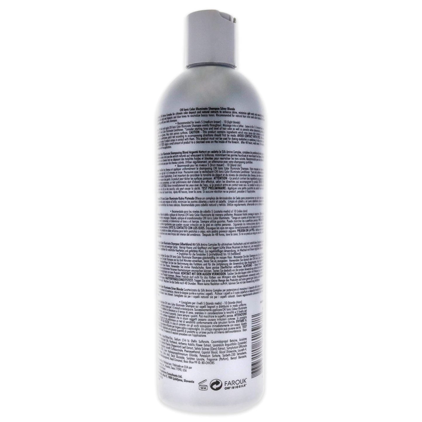 CHI Ionic Color Illuminate Shampoo, Silver Blonde, 12 FL Oz