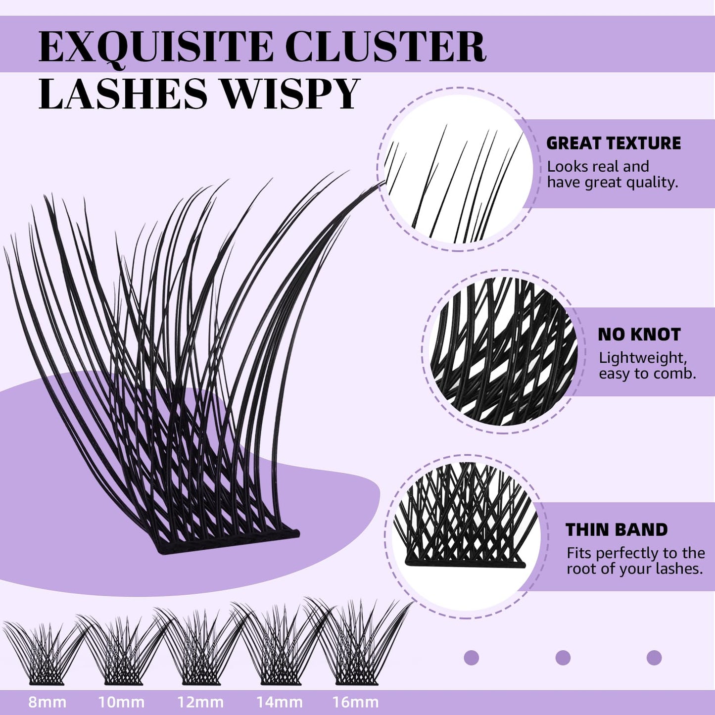 Lash Clusters D Curl 8-16MIX 96 PCS Eyelash Clusters Wispy with 360?Rotatable Mirror Cluster Eyelash Extensions Natural Lash Clusters Lashes Wispy Diy Lash Extensions Clusters (Q02,D 8-16MIX)