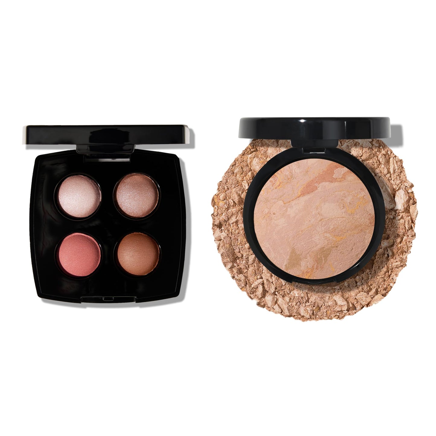 LAURA GELLER NEW YORK Baked Balance-n-Brighten Powder Foundation, Fair + Baked Eyeshadow Quad, Pink Buttercream