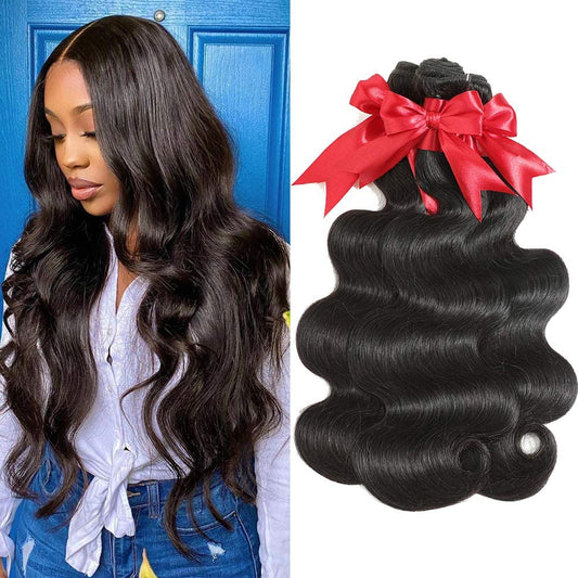 10A Brazilian Body Wave Bundles Human Hair 16 18 20 Inch 100% Unprocessed Human Hair Bundles Body Wave Remy Virgin Hair Weave Bundles Human Hair 3 Bundles 1B Black