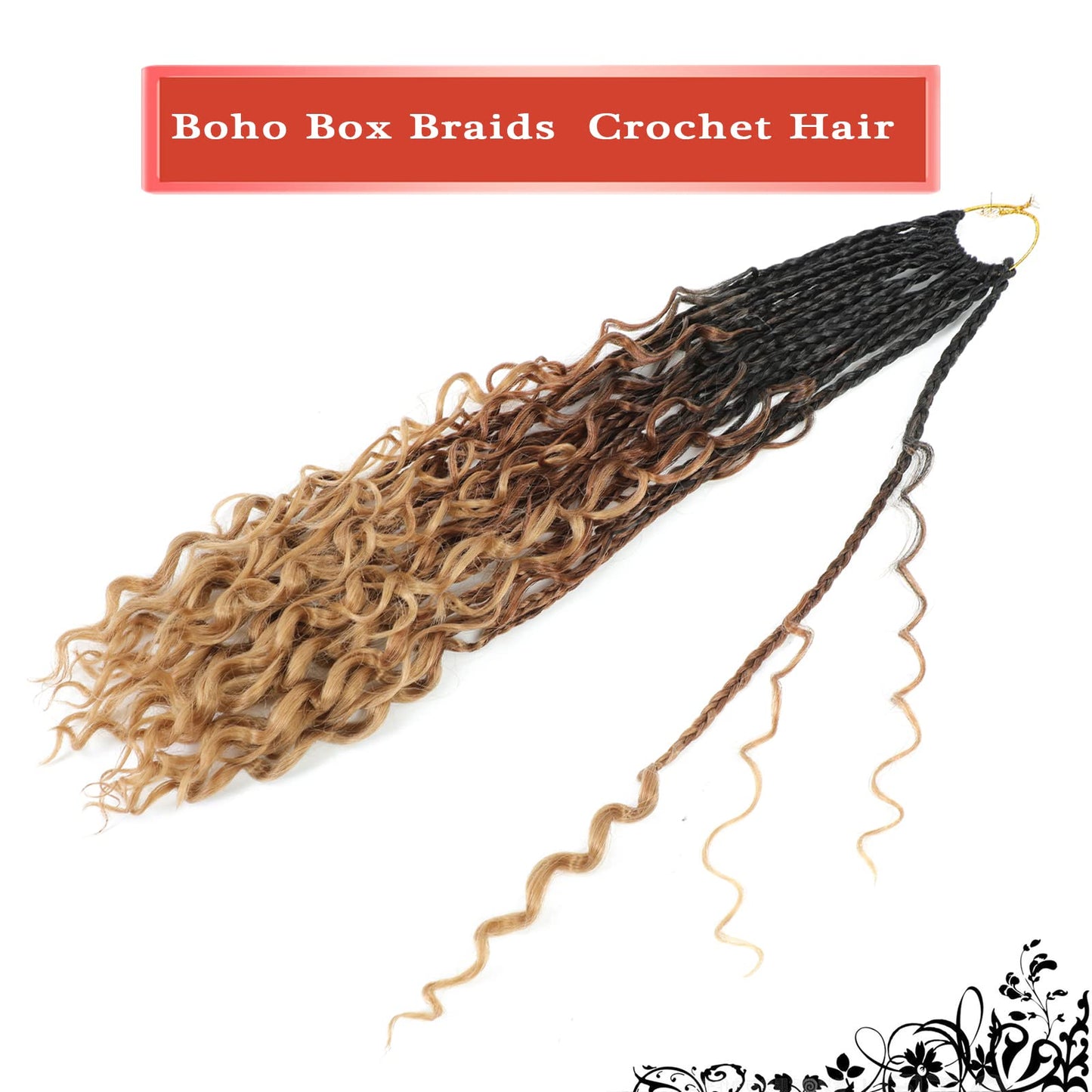 Liang Dian Goddess Box Braids Crochet Hair With Curly Ends 24 Inch 8 Packs Bohomian Braids Hair Crochet Braids for Black Women (24 Inch 1B/30/27)