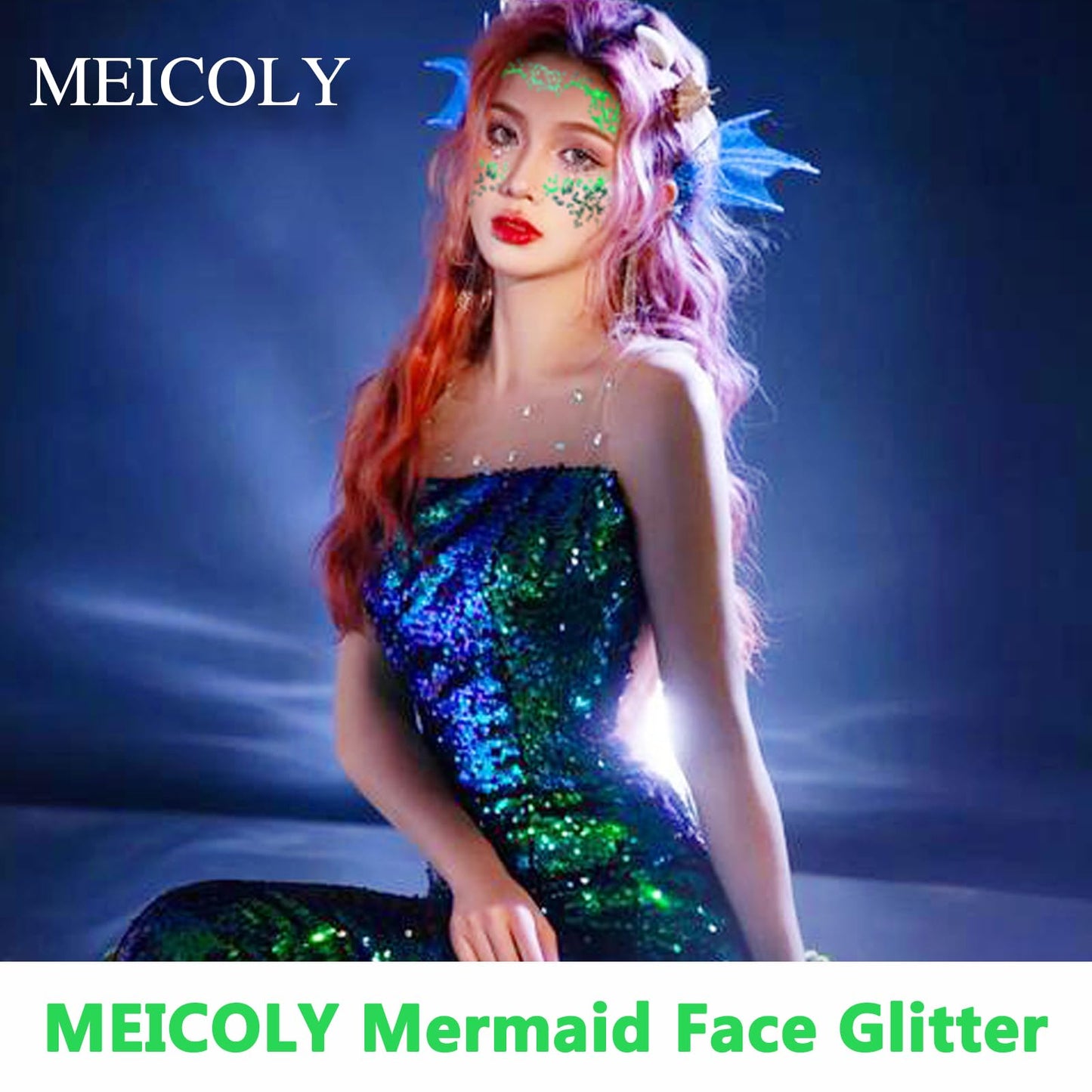 MEICOLY Green Body Glitter,St Patricks Day Accessories Face Glitter,St.Patrick's Day Alien Glitter,Face Hair Mermaid Sequins Party Festival Rave Makeup,Sparkly Body Glitter Gel for Women Kids,50ml