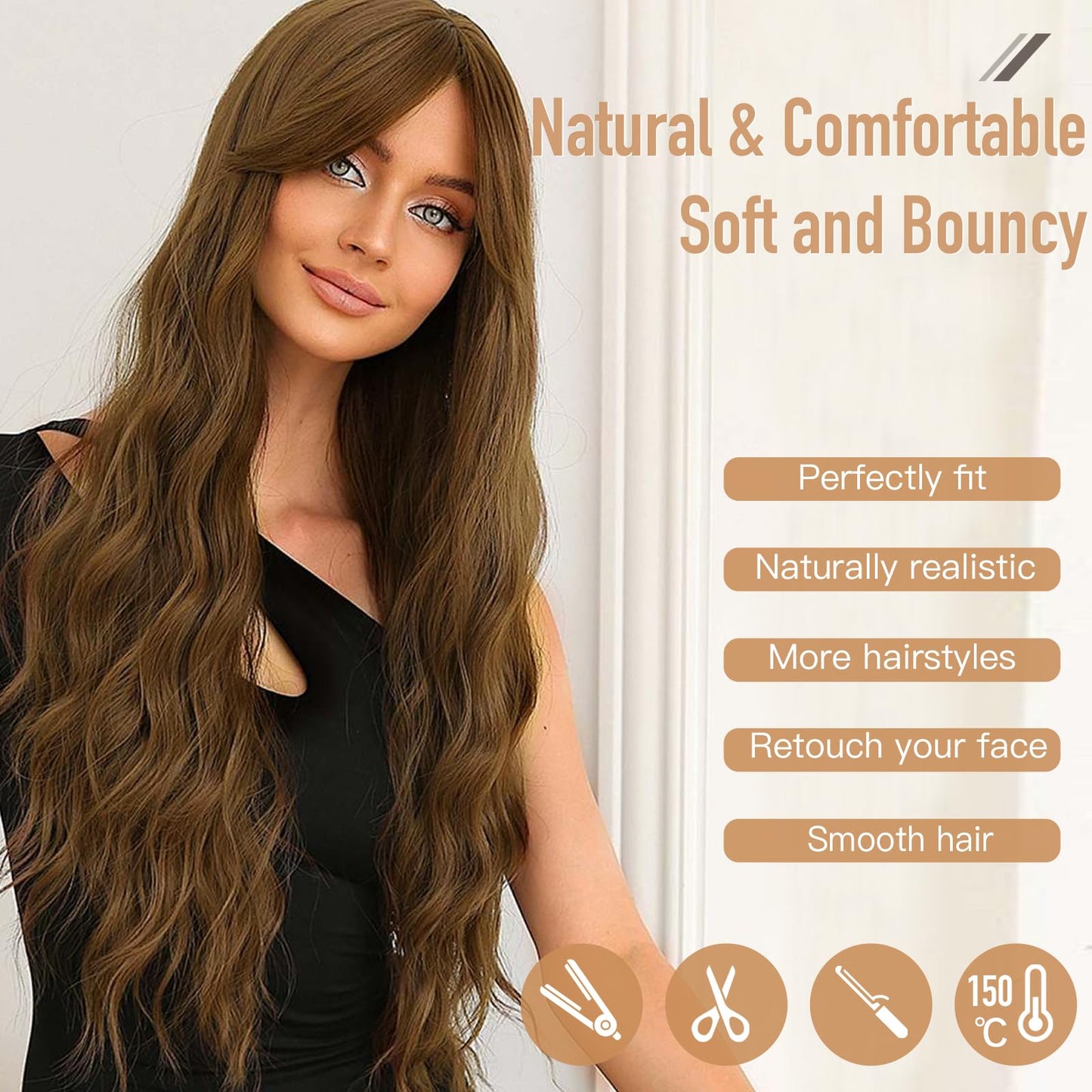 Balyeoseol Clip in Hair Extensions Brown 4Pcs 20Inch Synthetic Wire Hair Extensions Long Wavy Curly Fully Invisible Hairpieces Soft Graduation Gift for Pairing with Summer Dresses for Women 2024