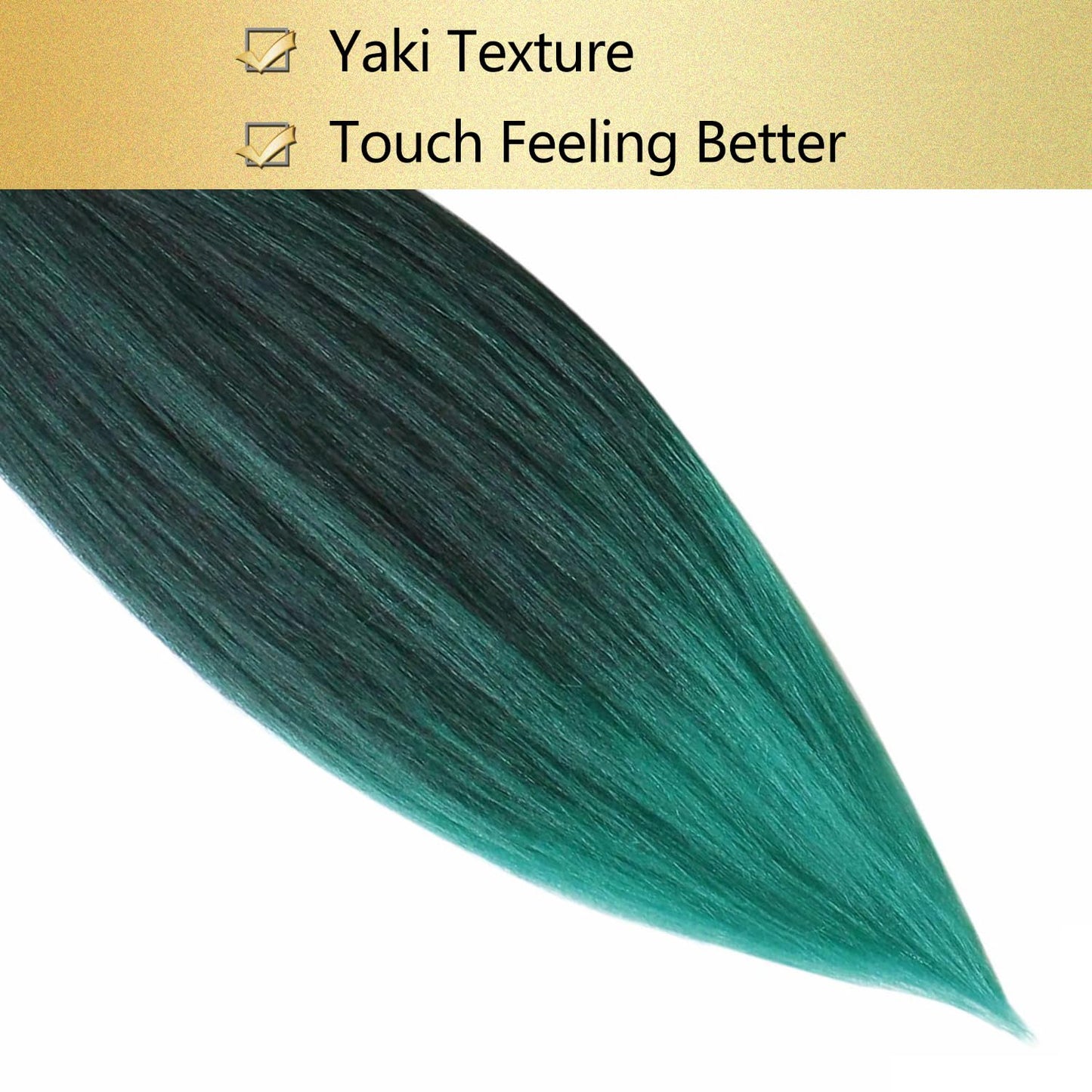 Easy Braid Professional Pre-Stretched Braiding Hair Extensions, 26 inch 3Packs of Itch-Free Synthetic Fiber Crochet Hair with Soft Yaki Texture and Hot Water Setting, Perfect for Professional Use and Easy Styling (26inch, T1B/Green#)