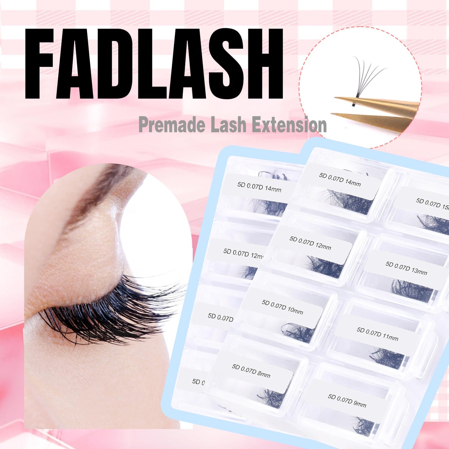 FADLASH 600 Premade Volume Fans Wispy Lash Extensions Natural Look Handmade Lashes Loose Fan Volume Eyelashes Thickness 0.07 D Curl Eyelash Extension Mix Length (5D-0.07D-8-15mm)