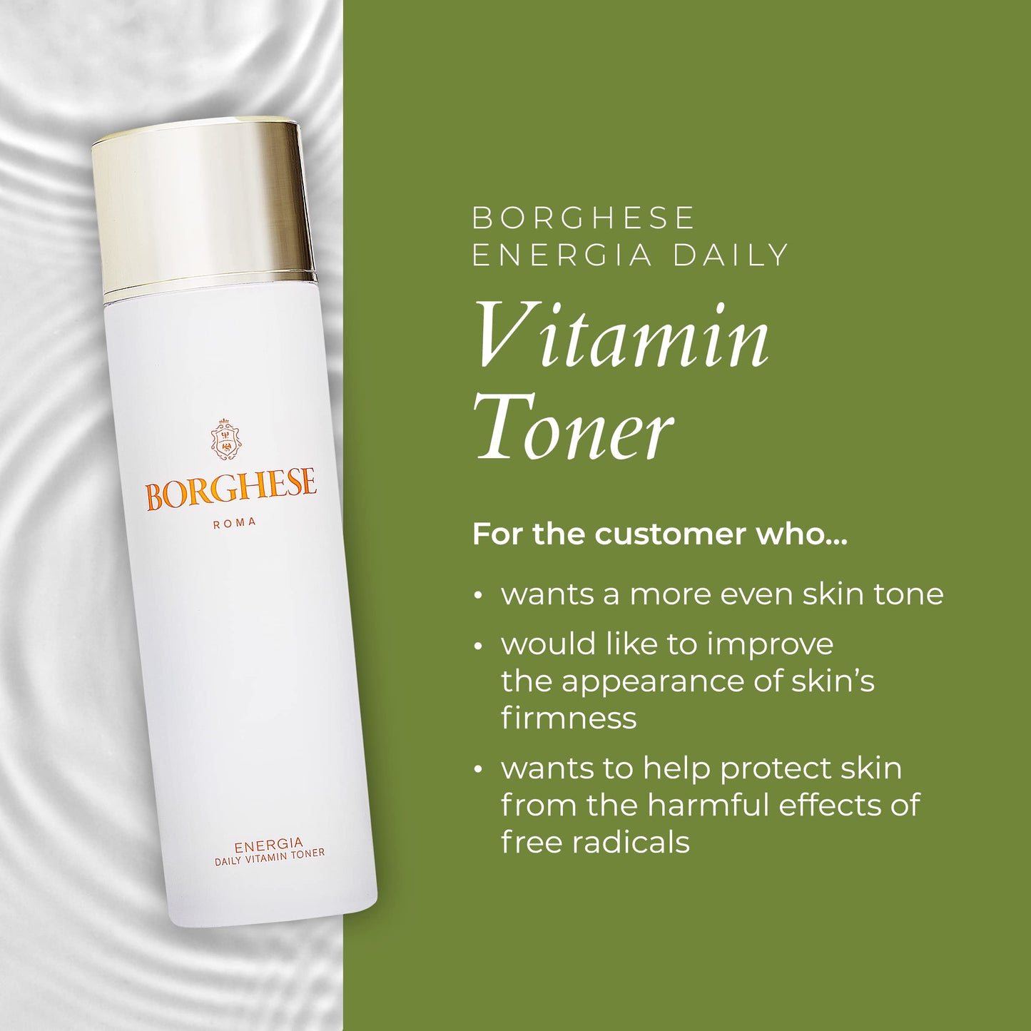 Borghese ENERGIA Daily Vitamin Toner for Face - 4.6 FL Oz