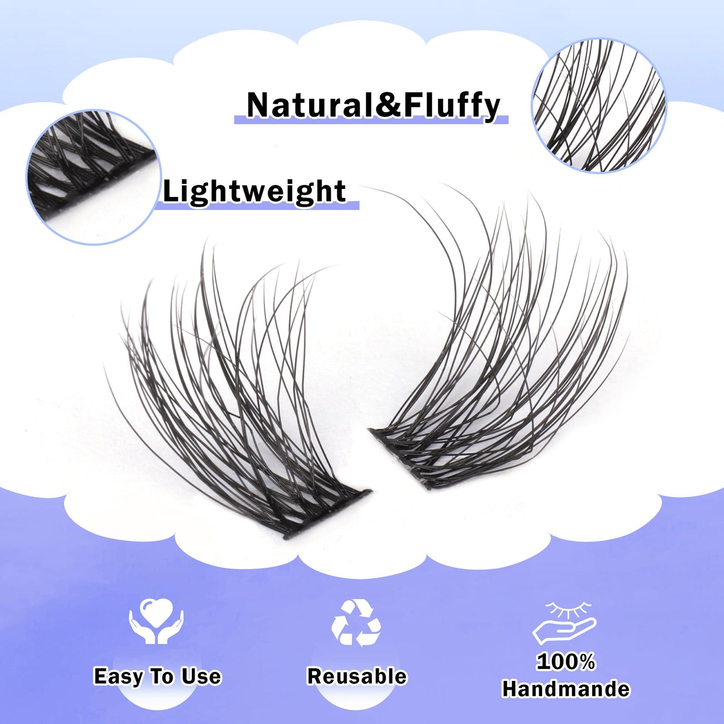 FANXITON Natural Lash Extension Kit Fluffy D Curl Lash Clusters 288pcs 10-18mm Mix DIY Eyelash Extension Kit with Lash Bond and Seal Lash Tweezers Individual Lashes For Beginners